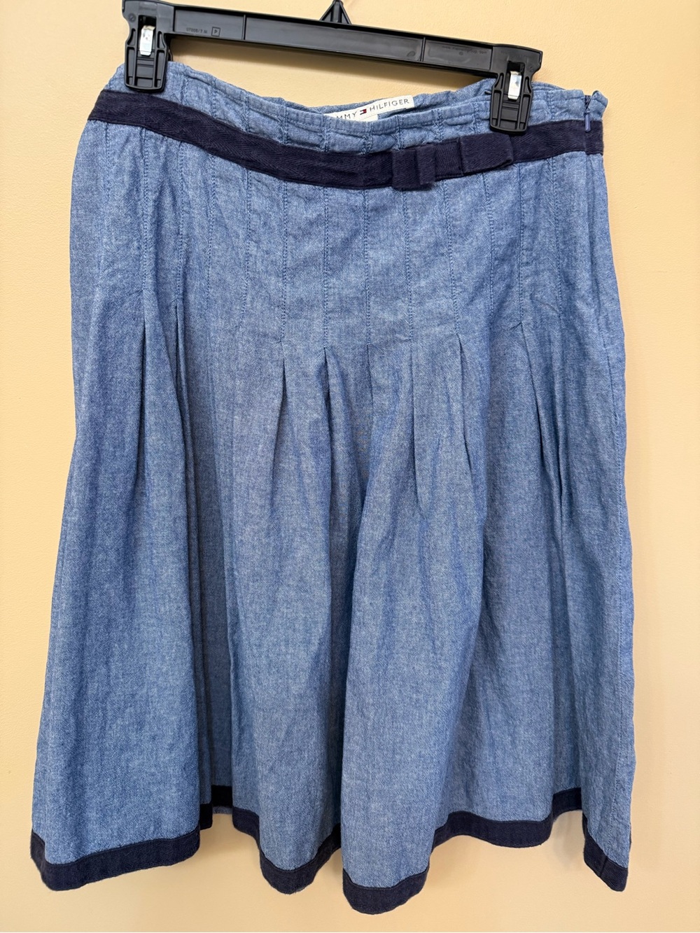 Tommy Hilfiger Light Blue Chambray Circle Skirt with Navy Trim